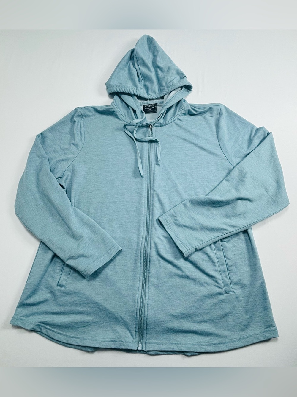 Light Blue Hooded Zip-Up Jacket